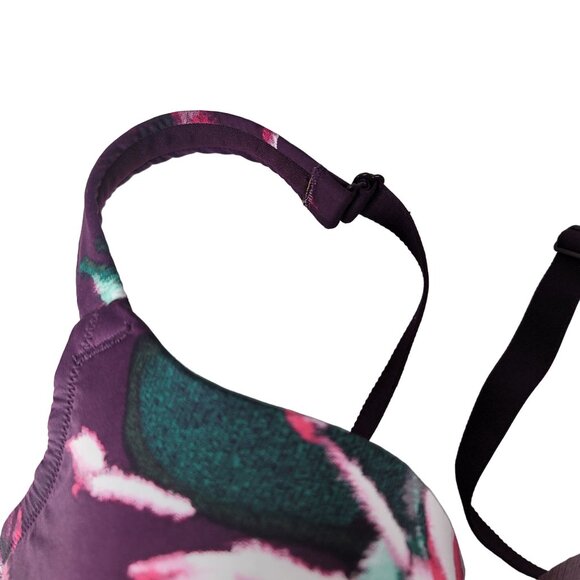 Cacique Floral Underwire Bra Purple 40DDD Adj Mesh Cooling French Full Coverage - Picture 4 of 10